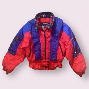 Edelweiss Girls Junior Puffer Snow Ski Jacket Multicolored Large